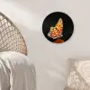 Vlinder - Bloemen - Insect - Portret - Zwart - Oranje Wandcirkel kunststof plaat 5mm dik klein -sfeer5