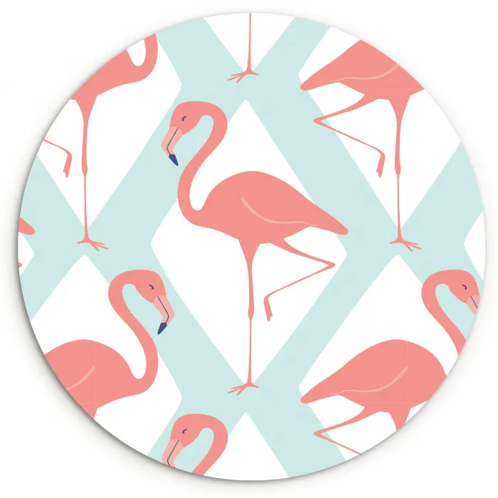 Flamingo - Mintgroen - Ruit Wandcirkel plexiglas klein 852 -3d