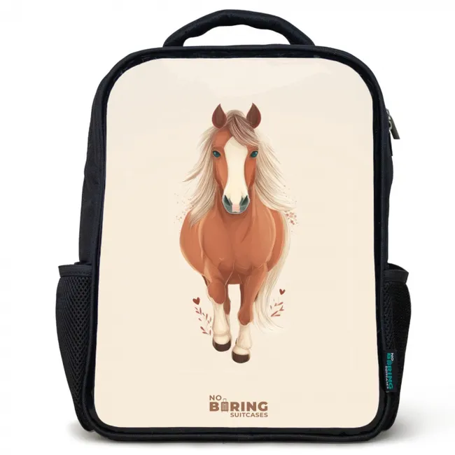 Bruin paard in gallop Rugzak - Zwart middel -3d