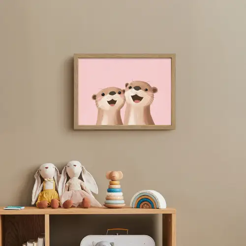 Otters - Glimlach - Bruin Light Box met batterij (Wandlamp kind) middel -sfeer2_kind