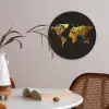 Wereldkaart - Goud - Druipen - Zwart Akoestische PET Vilt - Rond klein -sfeer3