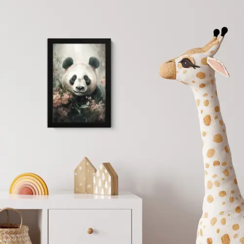 Panda - Dieren - Bloemen - Planten fotolijst zwart zonder passe partout klein -usfeer4_kinderkamer
