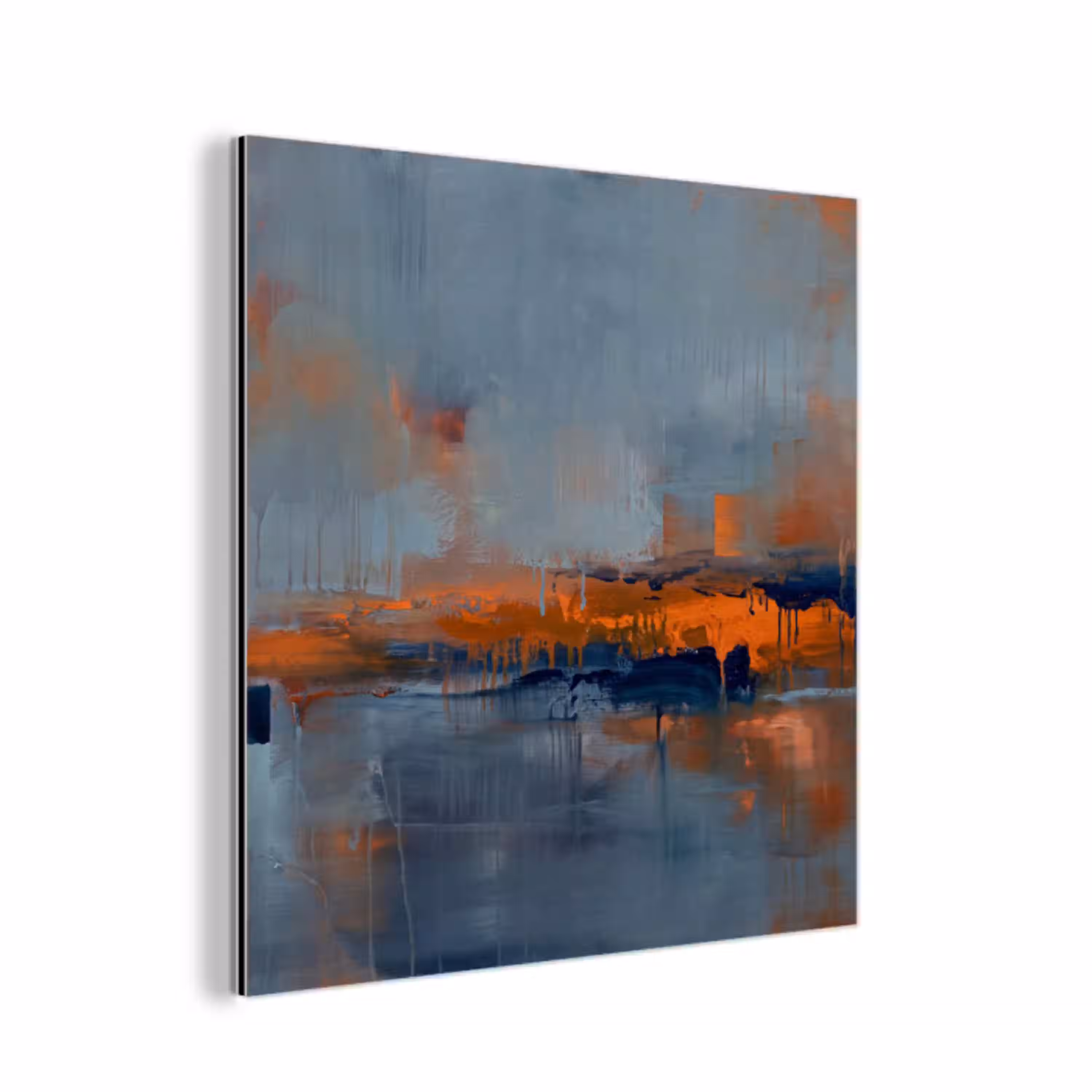 Abstract - Kleuren - Modern - Oranje - Grijs aluminium wit klein -3d