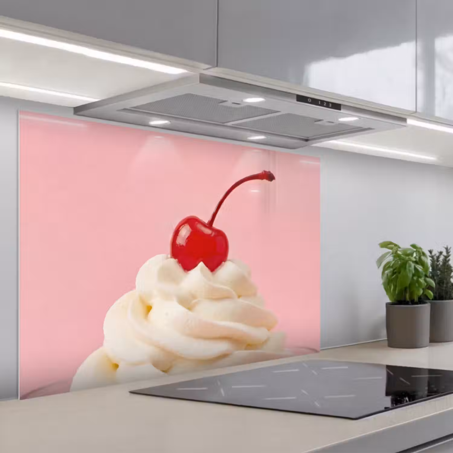 Spatscherm keuken - Kers - Slagroom - Roze