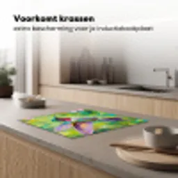Kolibrie - Bloemen - Natuur - Kleurrijk Inductie beschermer vinyl 3mm middel -sfeer1