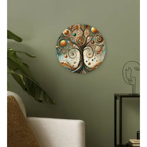 Levensboom - Boom - Abstract - Modern Wandcirkel kunststof plaat 5mm dik klein -sfeer3