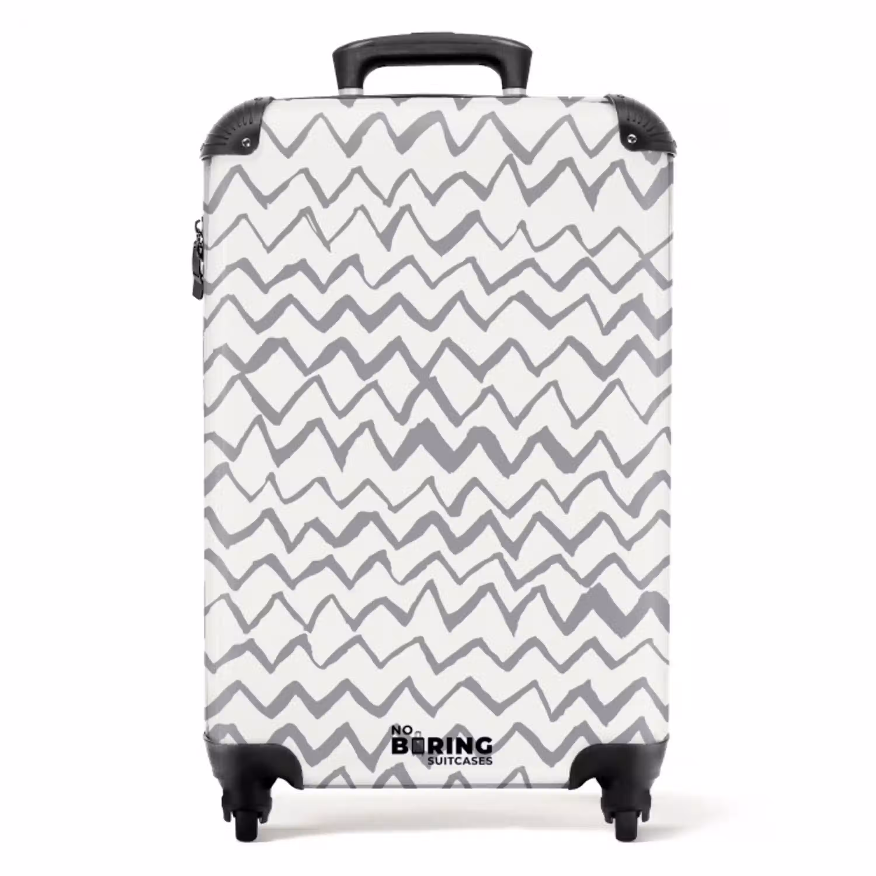 Zigzag penseelstreken in grijs NBS - Handbagage koffer - Volwassenen Unisex middel -productfoto_recht