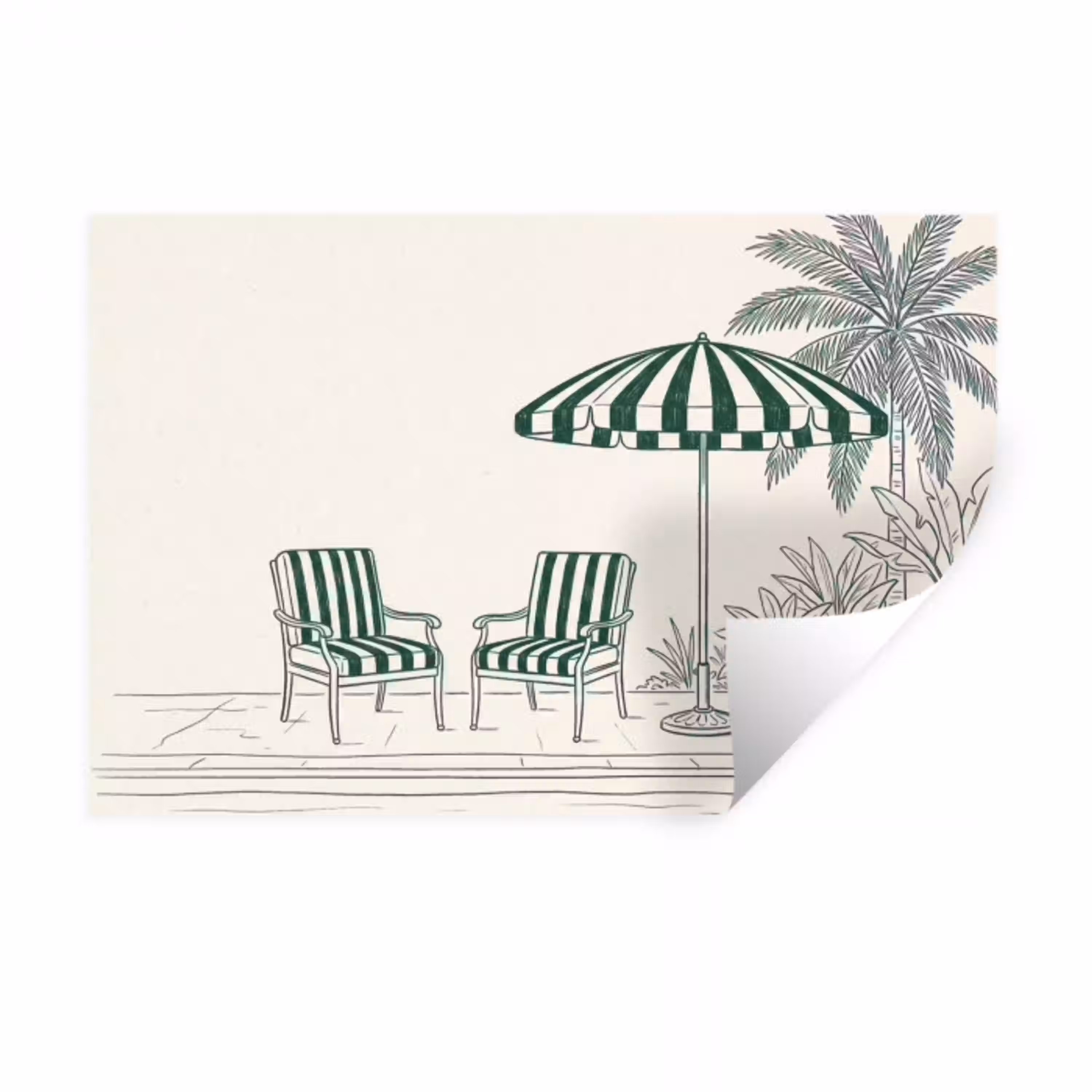 Terras - Illustratie - Groen Muursticker klein -3d