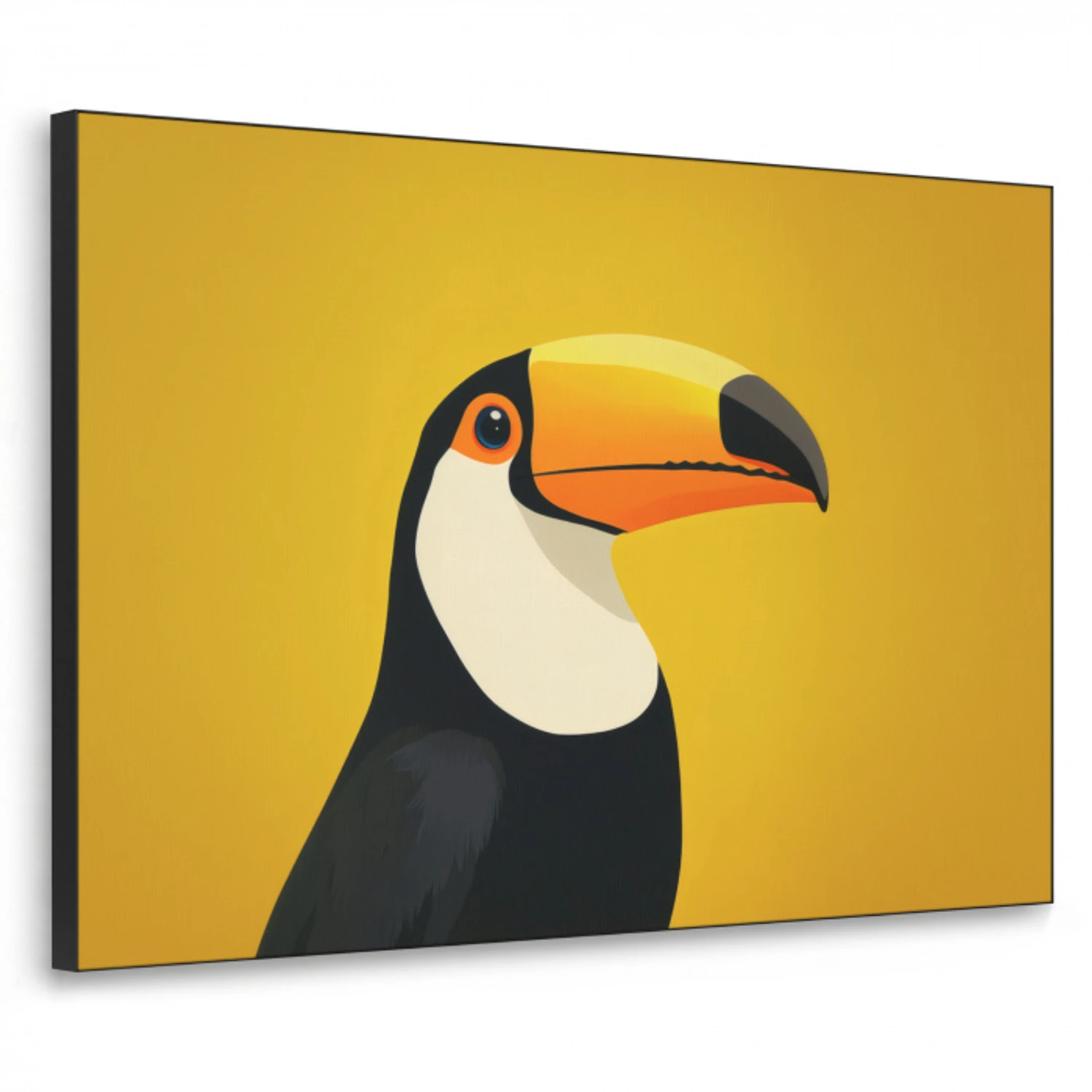 Toekan - Minimalistisch - Snavel - Oranje Textielframe zwart klein -3d