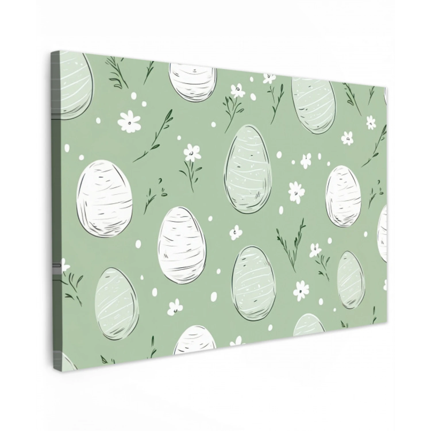 Groen - Eieren - Patroon Tuinposter op houten frame 2 cm dik klein -3d