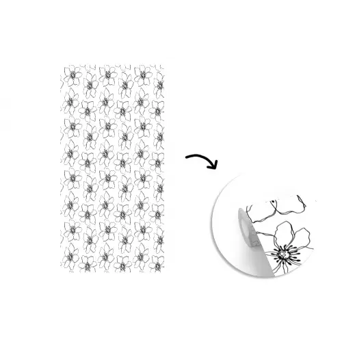 Bloemen - Patroon - Zwart - Wit fotobehang vinyl groot 64 -3d
