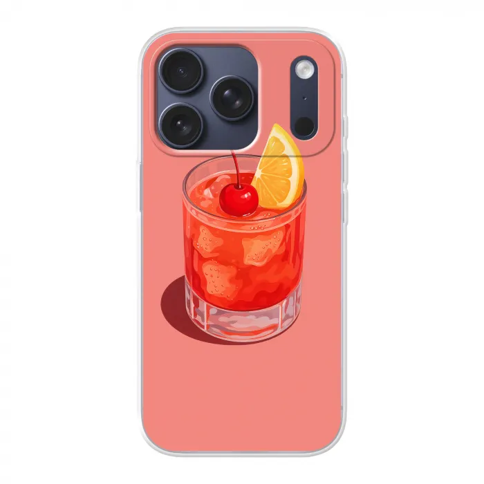 Glas - Ijsblokjes - Citroen - Kers Telefoonhoesje iPhone 17 Pro klein -3d