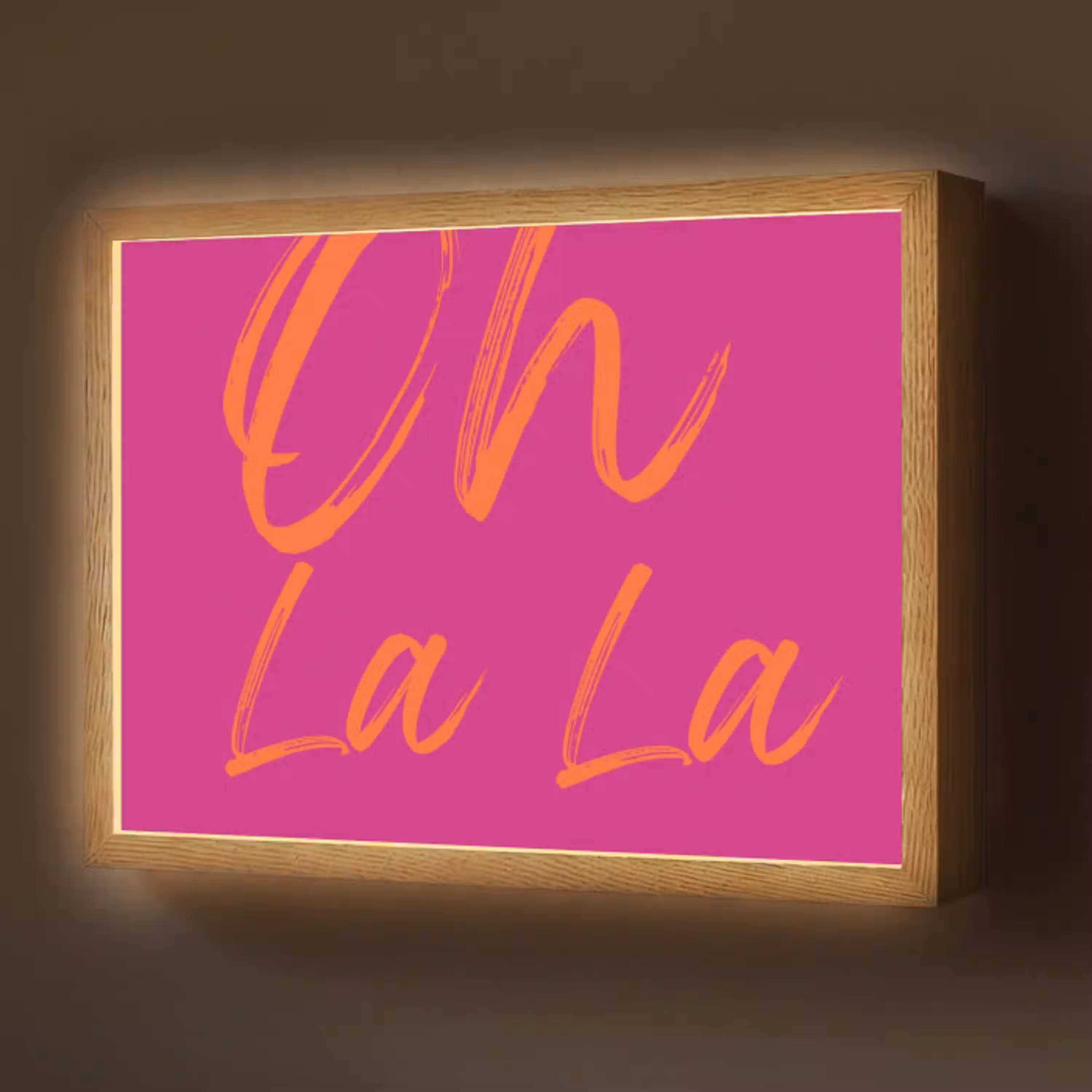 Oh la la - Oranje - Roze Light Box met batterij (Wandlamp) middel -z3d_website