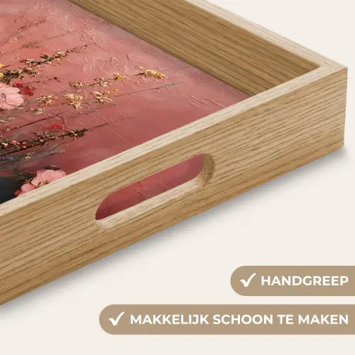 Bloemenboeket - Fijne details - Roze Dienblad Rechthoek middel -USP_HandgreepNL