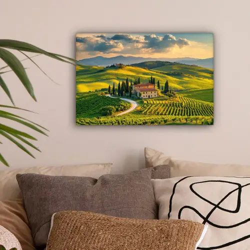 Toscane - Landschap - Wijngaarden canvas 2cm klein -sfeer1
