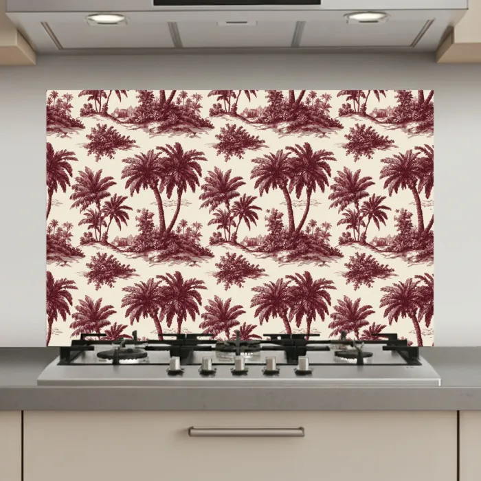 Tropisch - Geometrisch - Bordeauxrood keuken achterwand spatscherm klein 900 -3d_website