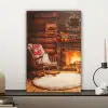Winter - Kerst - Huis - Openhaard canvas 2cm klein -sfeer6