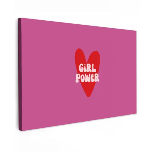 Girl power - Hart - Roze - Rood canvas 2cm klein -z3d
