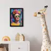 Vrolijk portret - Vrouw - Bloemenkroon fotolijst zwart zonder passe partout klein -usfeer4_kinderkamer