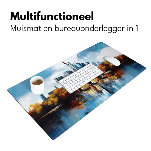 Bomen Frankfurt- Stad - Skyline - Brug Muismat XXL klein -sfeer4