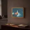 Vuurtoren - Rots - Zee - Golven Light Box met batterij (Wandlamp) middel -sfeer1