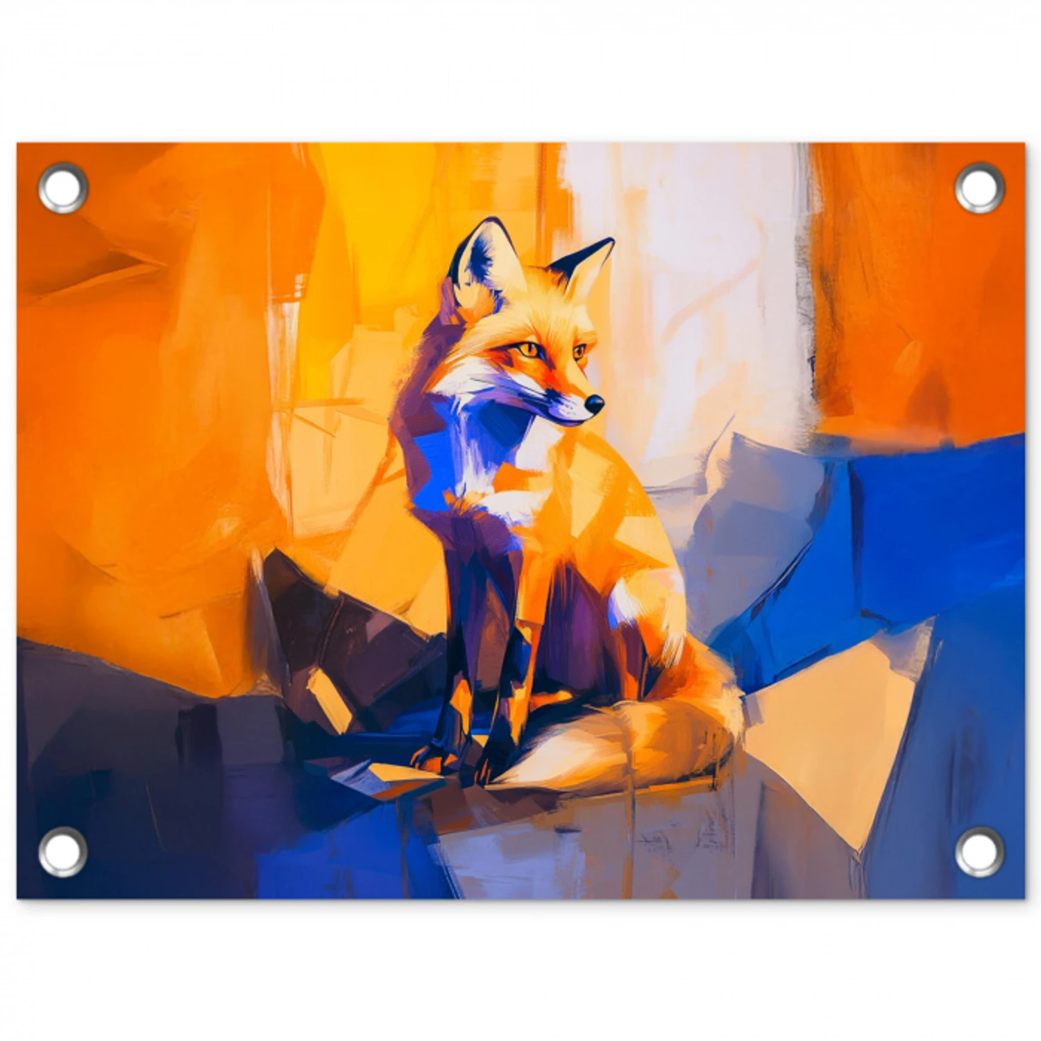 Vos - Oranje - Vormen - Abstract tuinposter los doek klein -3d