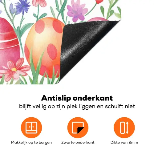 Bloementuin - Kleurrijk - Eieren Inductie beschermer vinyl 3mm klein -zzzzzzz-td-onderkant