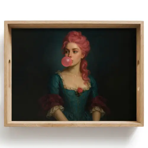Vrouw - Portret - Kauwgombel Dienblad Rechthoek middel -z3d_shopping