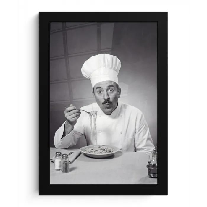 Chef - Spaghetti - Pasta fotolijst zwart zonder passe partout klein -3d