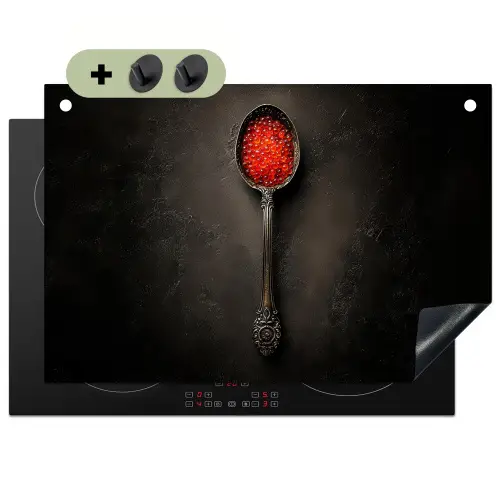 Zwart - Lepel - Caviar Inductie beschemer met haakjes klein -3d