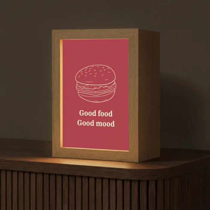 Dieprood - Lijntekening - Tekst - Hamburger Light Box met kabel (Tafellamp) klein -z3d_website