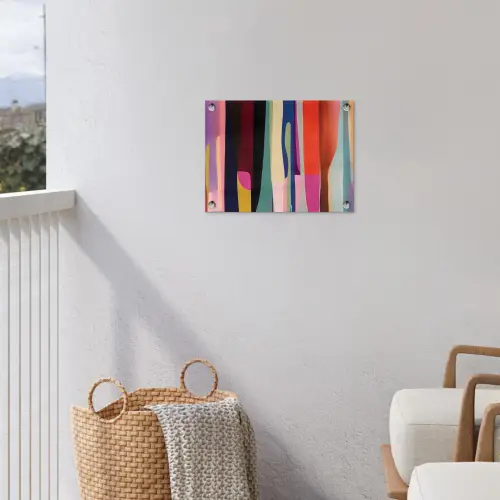 Kleurbanen - Verticaal - Kleurrijk tuinposter los doek klein -sfeer8