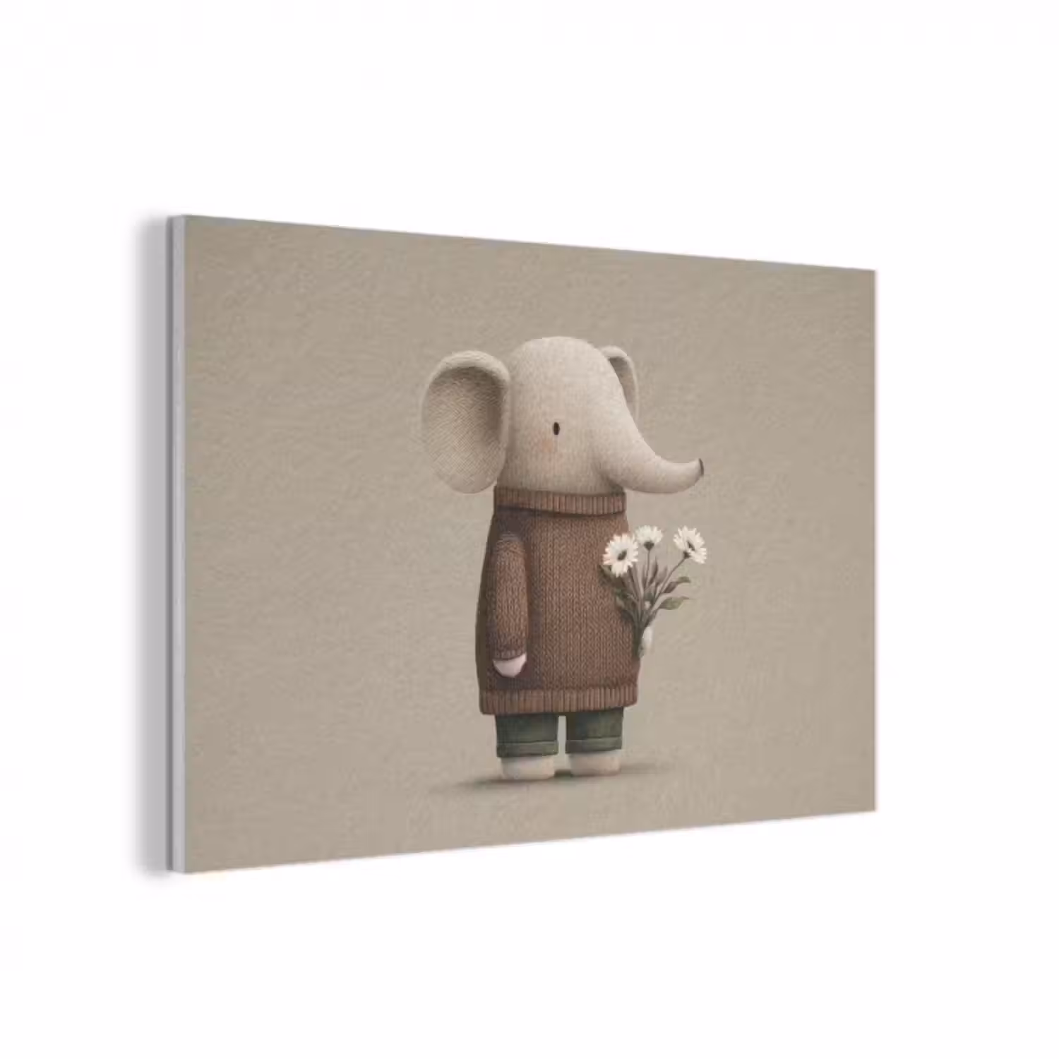 Akustikbild - Elefant - Weiße Blumen - Kinderfreundlich