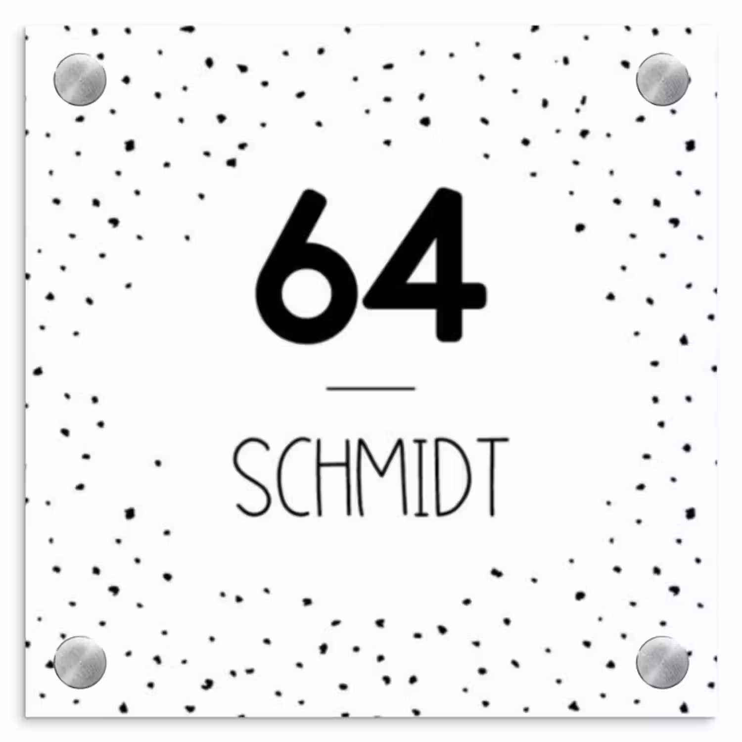 Namensschild Haustür Quadratisch - Weiß mit Polka Dots - Modern