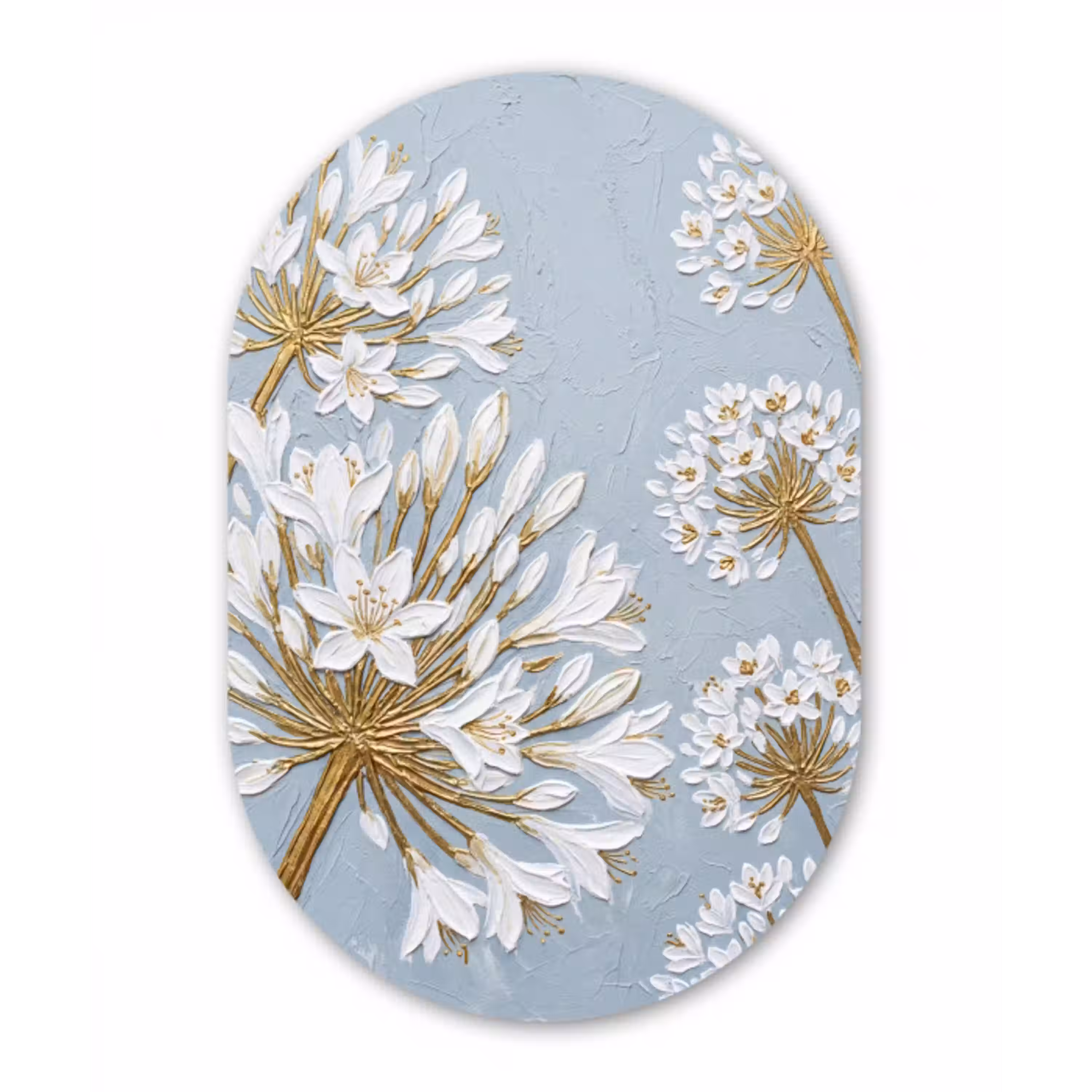 Illustratie - Bloemen - Blauw Wandcirkel Ovaal Aluminium middel -3d