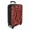 Rode achtergrond met abstracte beige lijnen NBS - Handbagage koffer - Kinderen Unisex middel -productfoto_3d