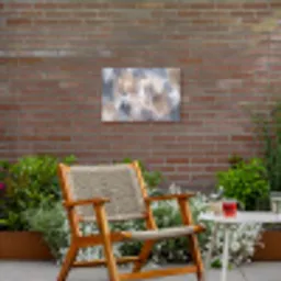 Penseelstreken - Schilderij - Beige Tuinposter op houten frame 2 cm dik klein -sfeer3