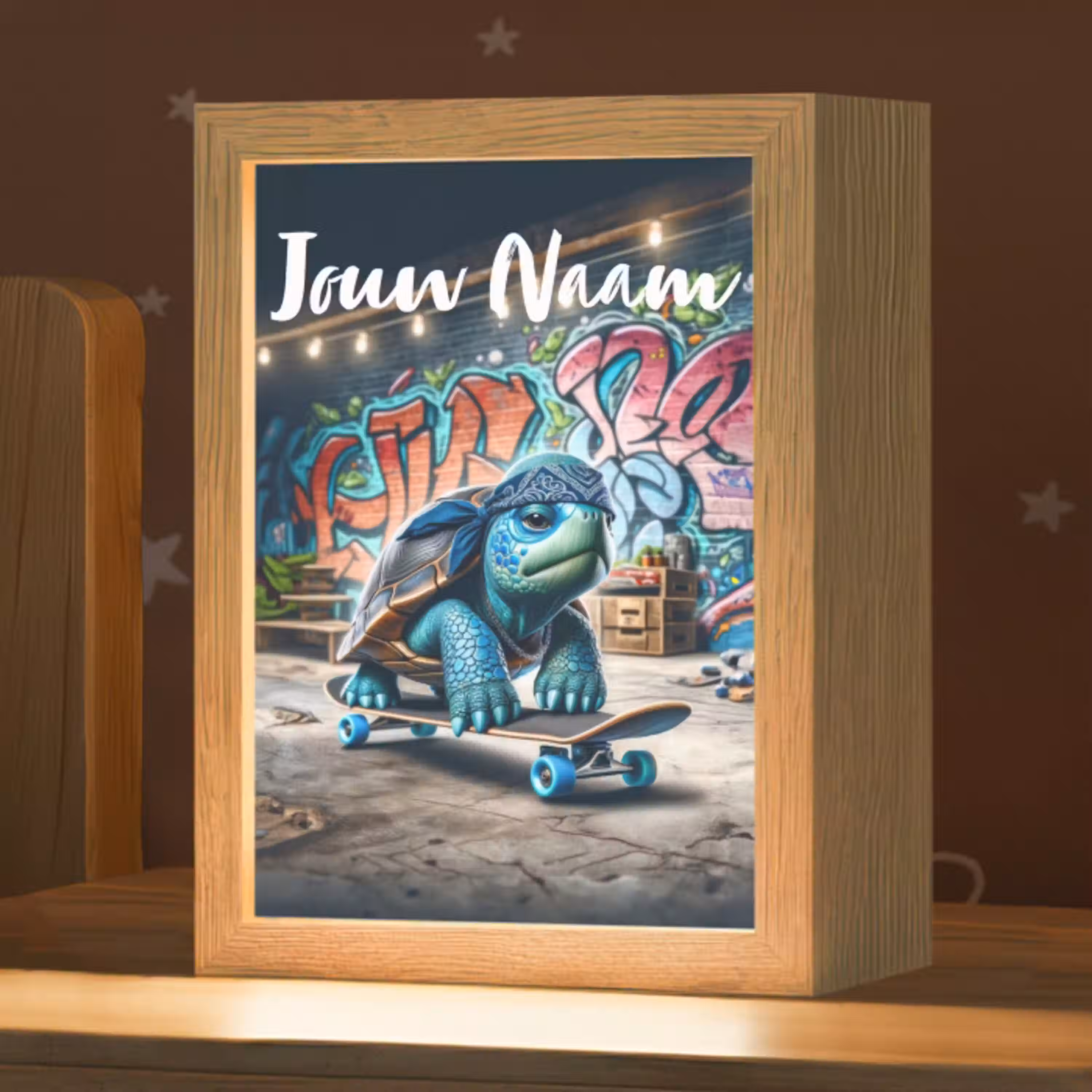 Schildpad - Graffiti - Skateboard - Jongens Light Box met kabel (Kinderlampje) klein -zzz_3d_website