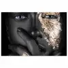 Vrouw - Goud - Zwart - Schmink - Luxe poster papier klein -3d