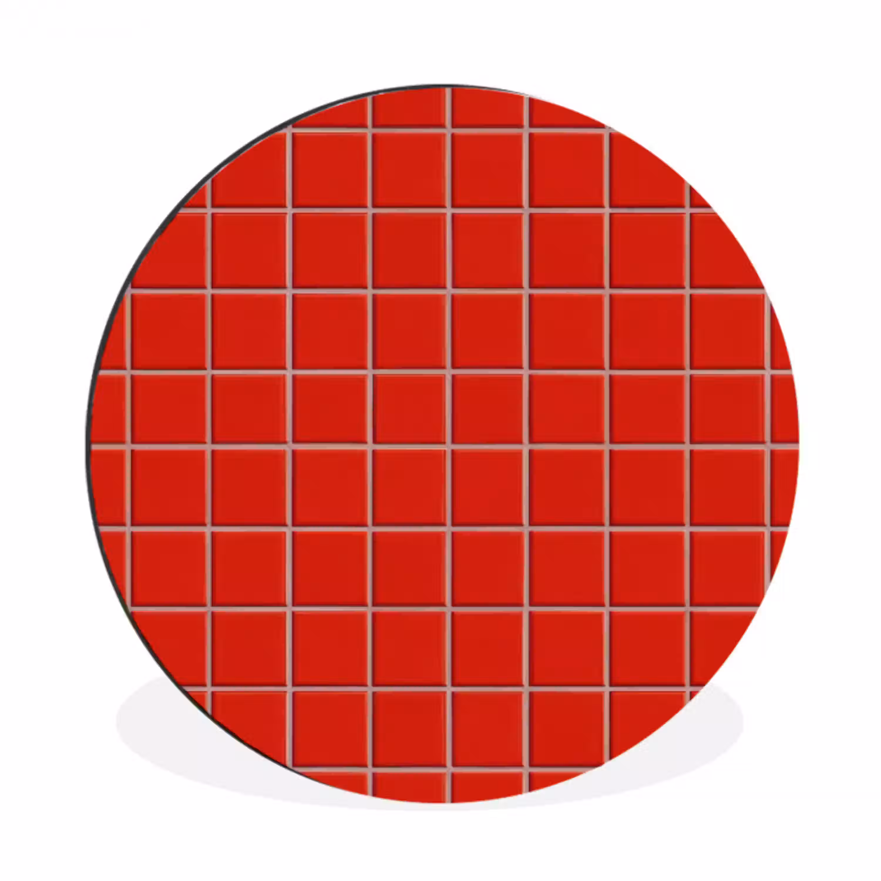 Tegel - Patroon - Kersen - Rood Wandcirkel aluminium klein 190 -3d