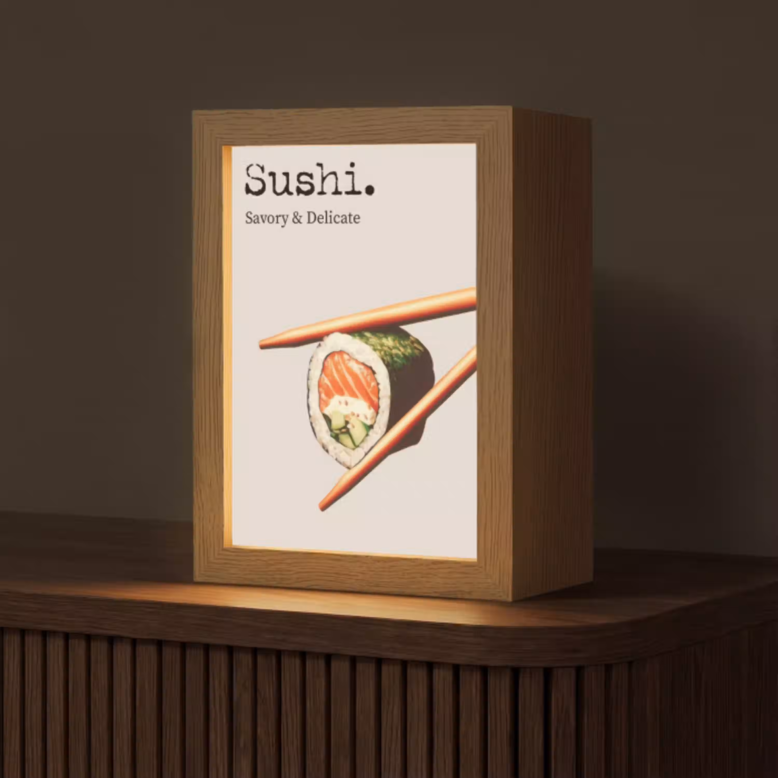 Sushi - Zalm - Rijst - Japans Light Box met kabel (Tafellamp) klein -z3d_website