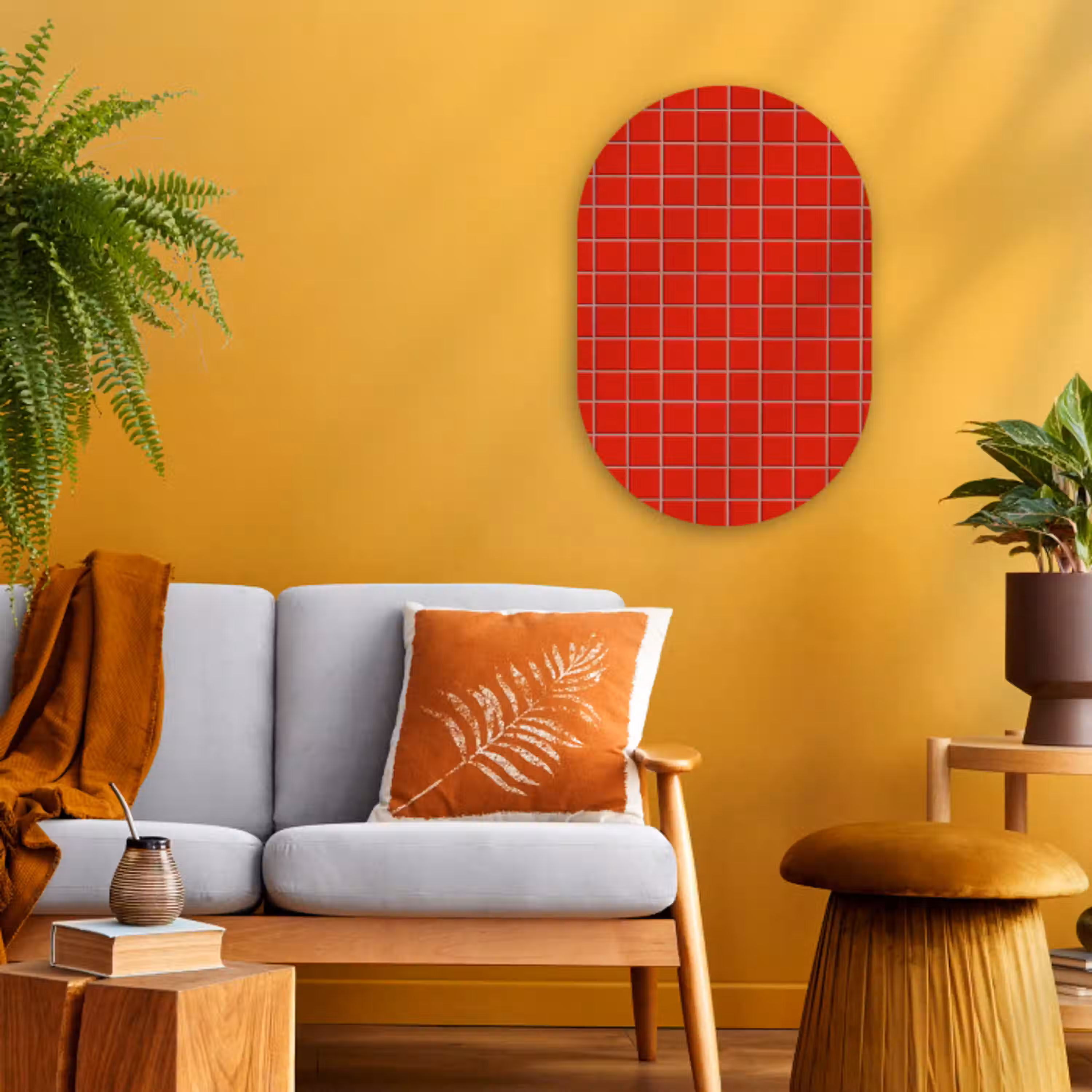 Tegel - Patroon - Kersen - Rood Wandcirkel Ovaal Forex klein 630 -sfeer4