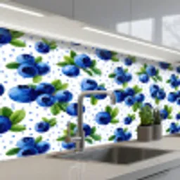 Bessen - Patroon - Blauw keuken achterwand 2 middel 871 -3d_schuin