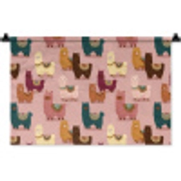 Alpaca's - Patroon - Kleurrijk Wandkleed katoen klein 269 -zz3d