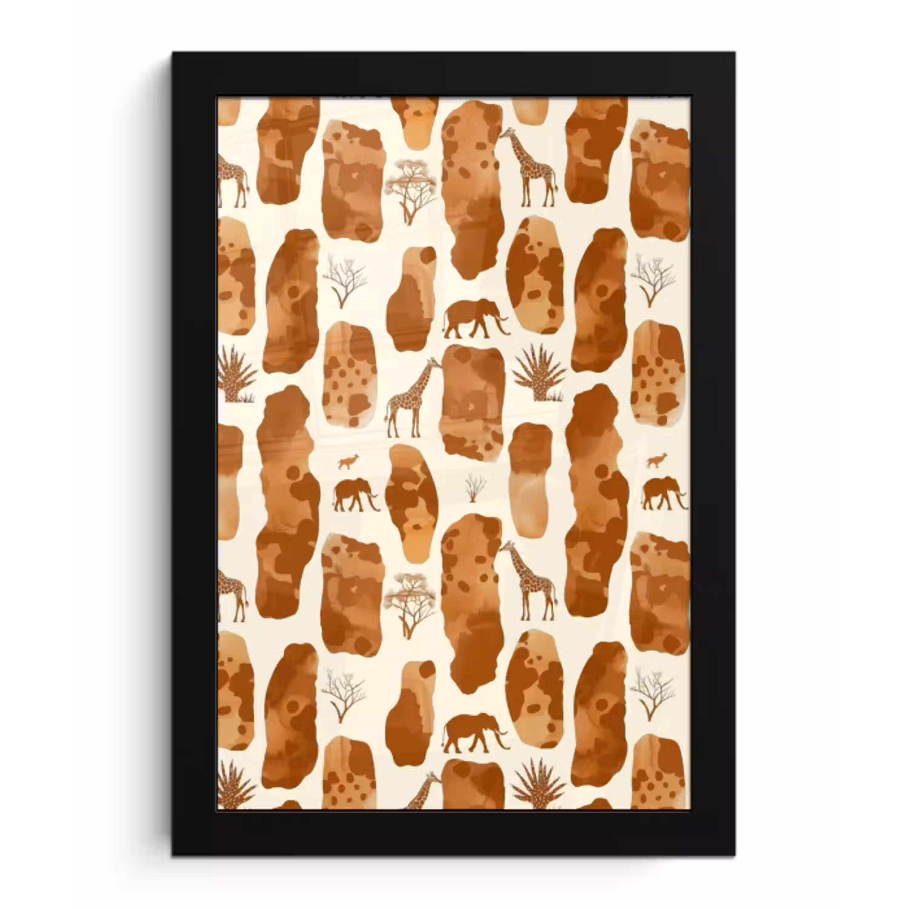 Terracotta - Safari - Dieren - Patroon fotolijst zwart zonder passe partout klein 224 -3d