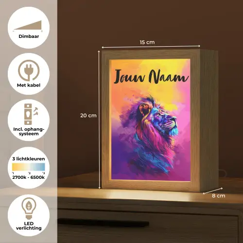 Leeuw - Verf- Kleuren - Dier Light Box met kabel (Kinderlampje) klein -USP_NL