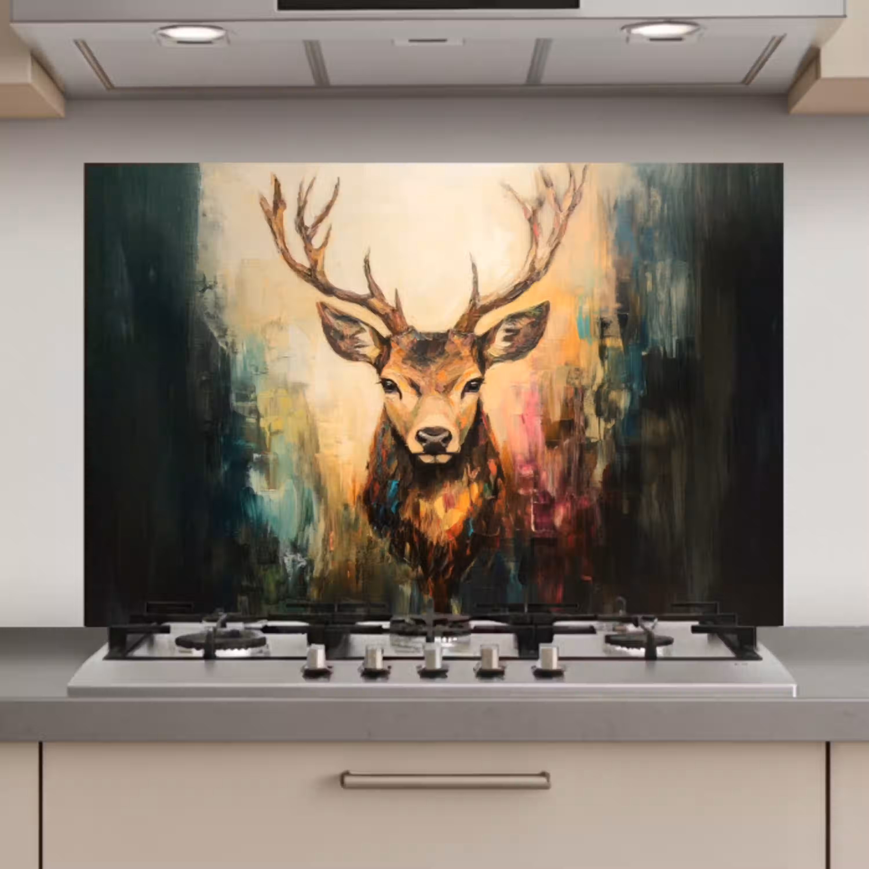 Hert - Geverfd - Gewei - Bruin keuken achterwand spatscherm klein -3d_website
