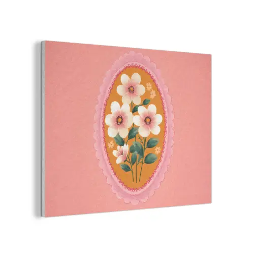 Illustratie - Bloemen - Rand - Roze PET vilt klein -3d