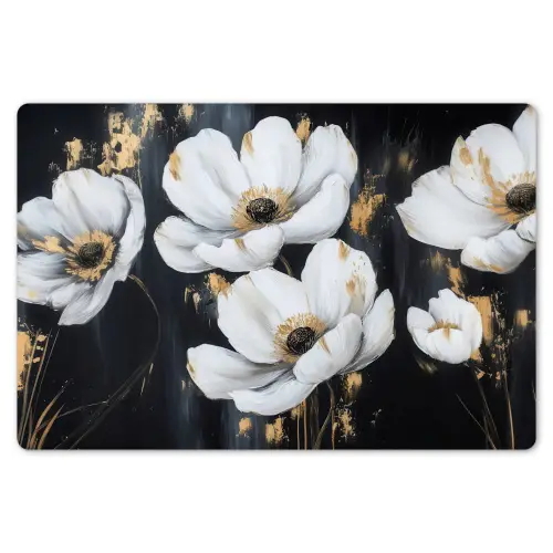 Bloemen - Wit - Abstract Placemat vinyl groot -zzsfeer1_Kitchenyeah-website