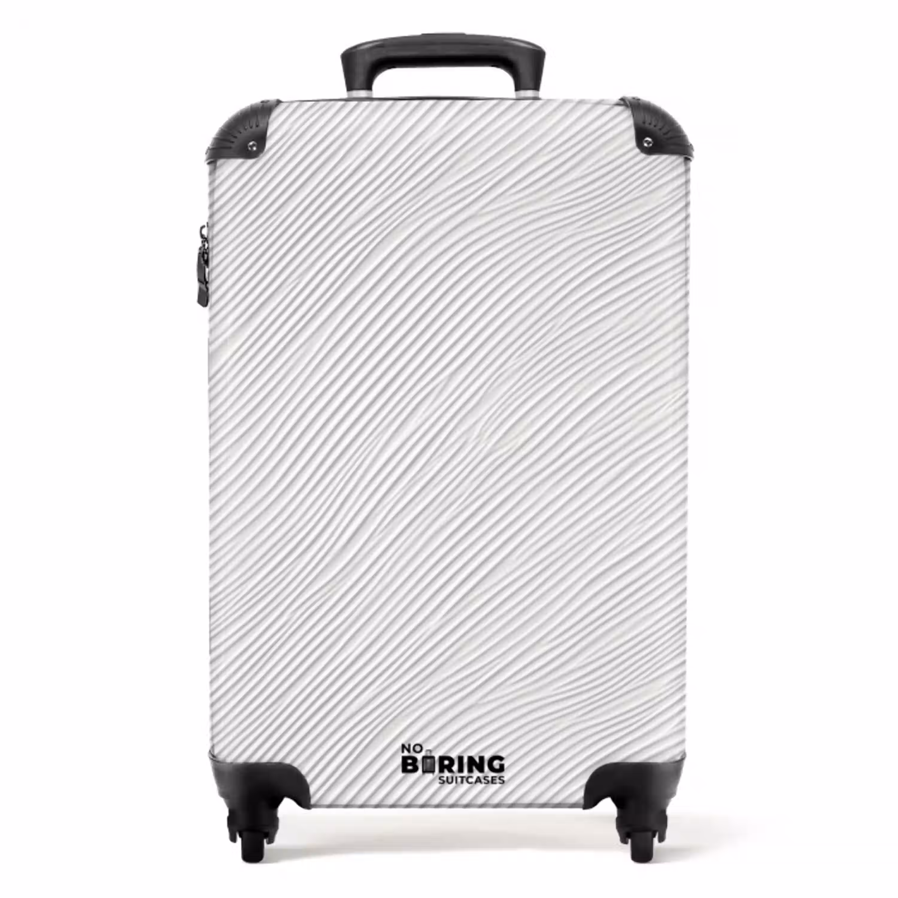 Golven - Ribbels - Wit NBS - Handbagage koffer - Volwassenen Unisex middel -productfoto_recht